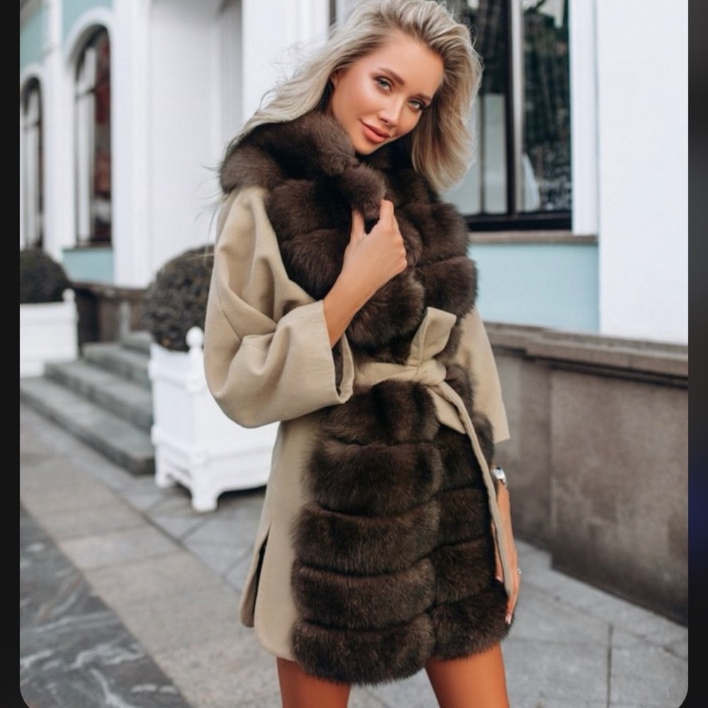Luxury Real fur wool cashmere women cost S 4